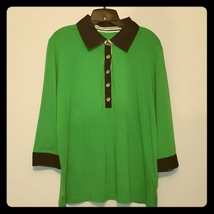 Green button up. Long sleeve shirt.
